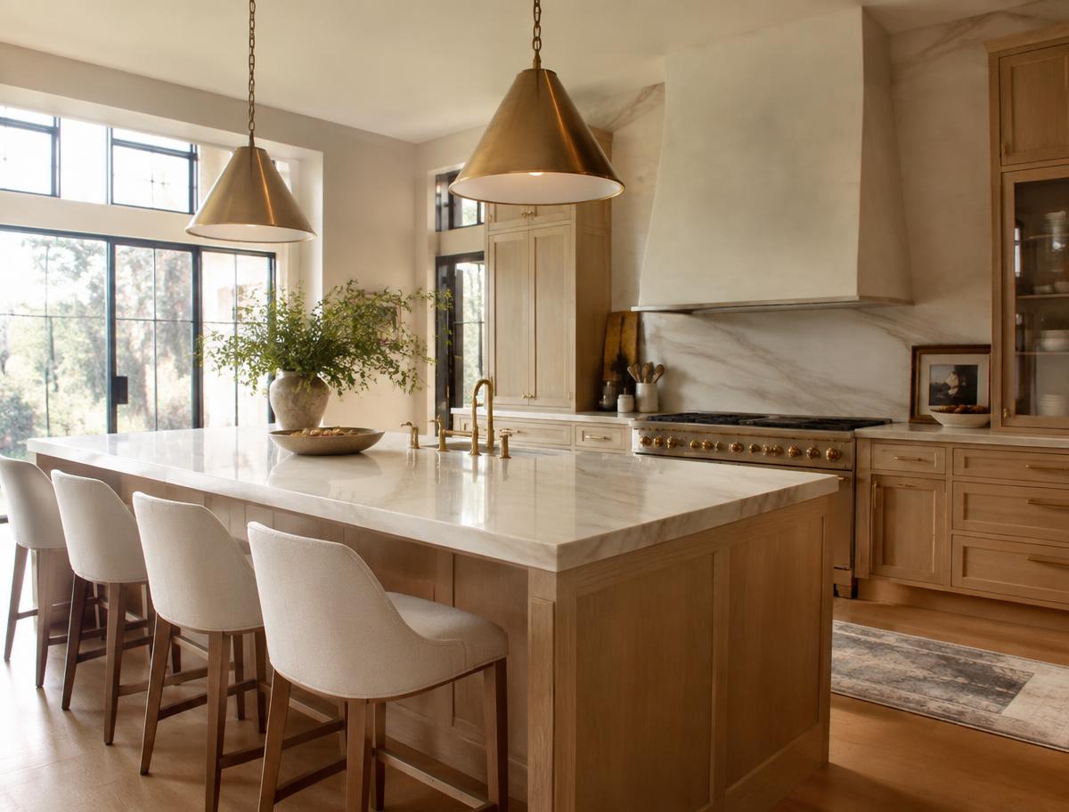 Chef's kitchen, white oak & marble